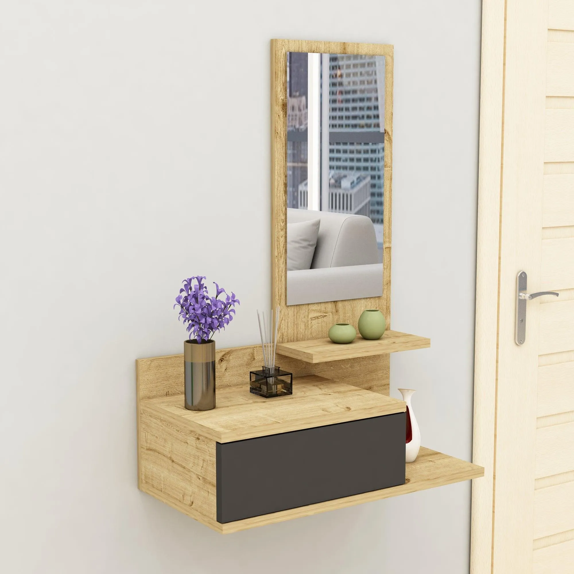 Console Table Dresuar with Drawer and Mirror Cielo