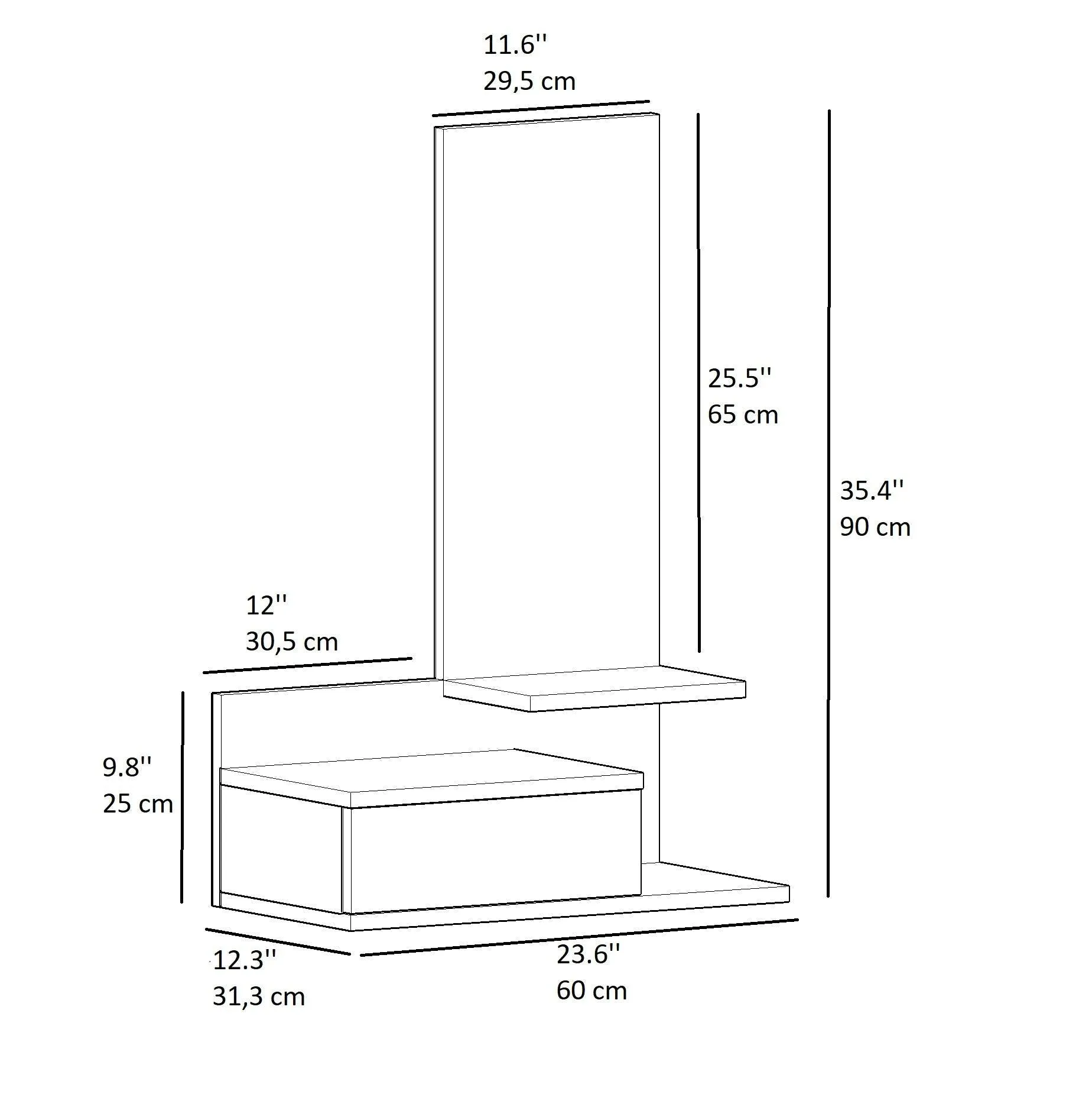 Console Table Dresuar with Drawer and Mirror Cielo