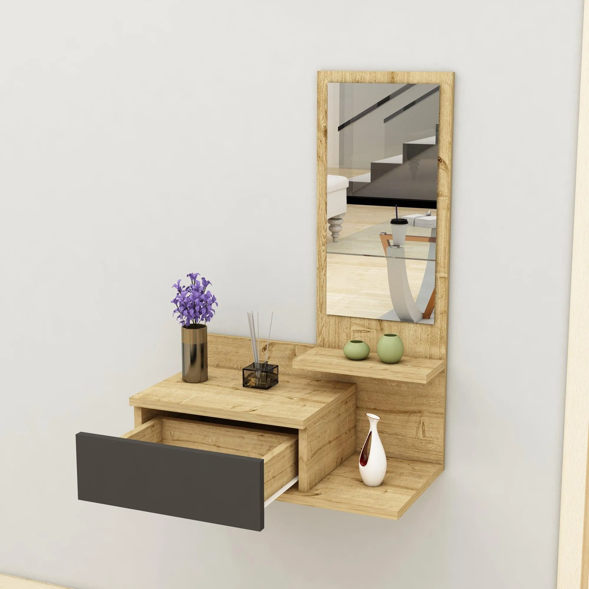 Console Table Dresuar with Drawer and Mirror Cielo