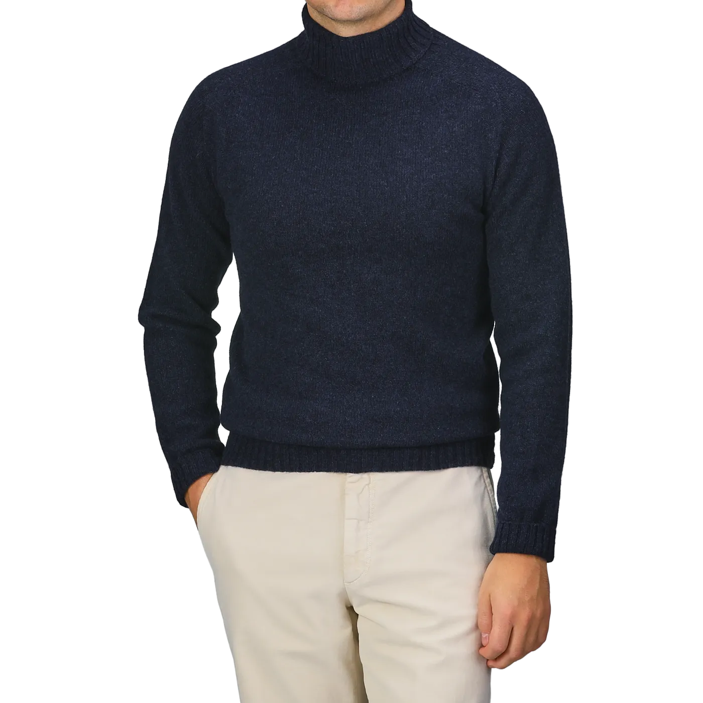 Cosmos Blue Extrafine Lambswool Rollneck