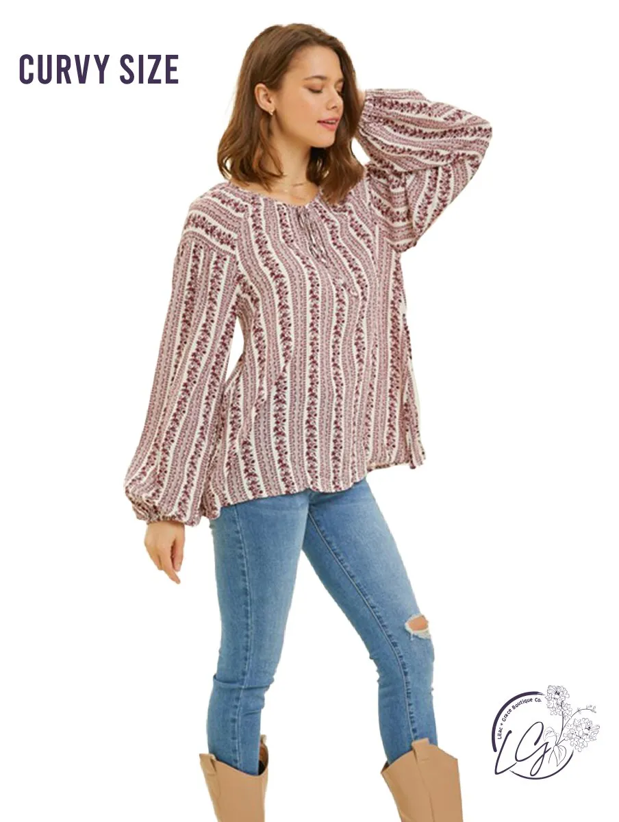 Curvy Breezy Boho Flare Blouse