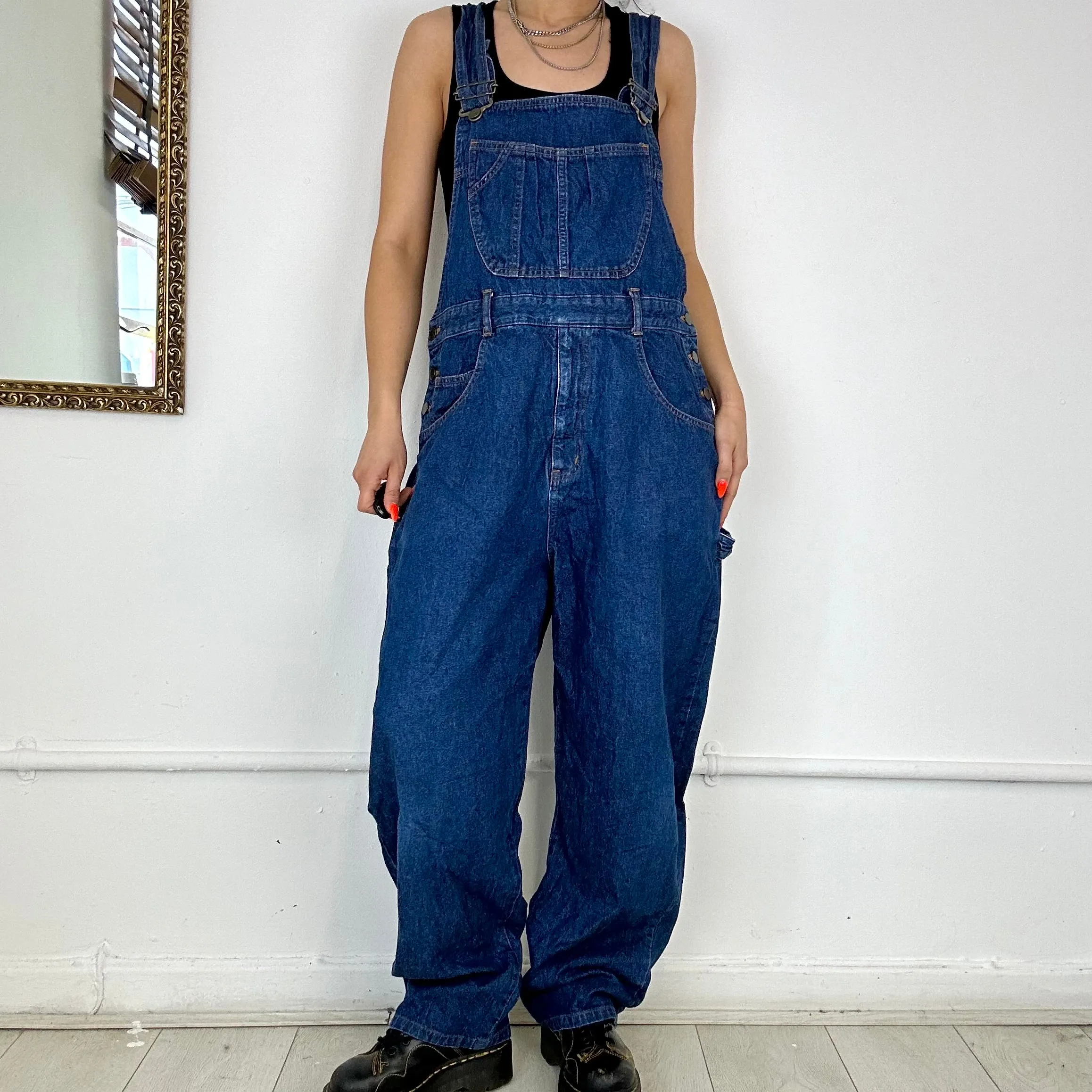 dark wash denim dungarees