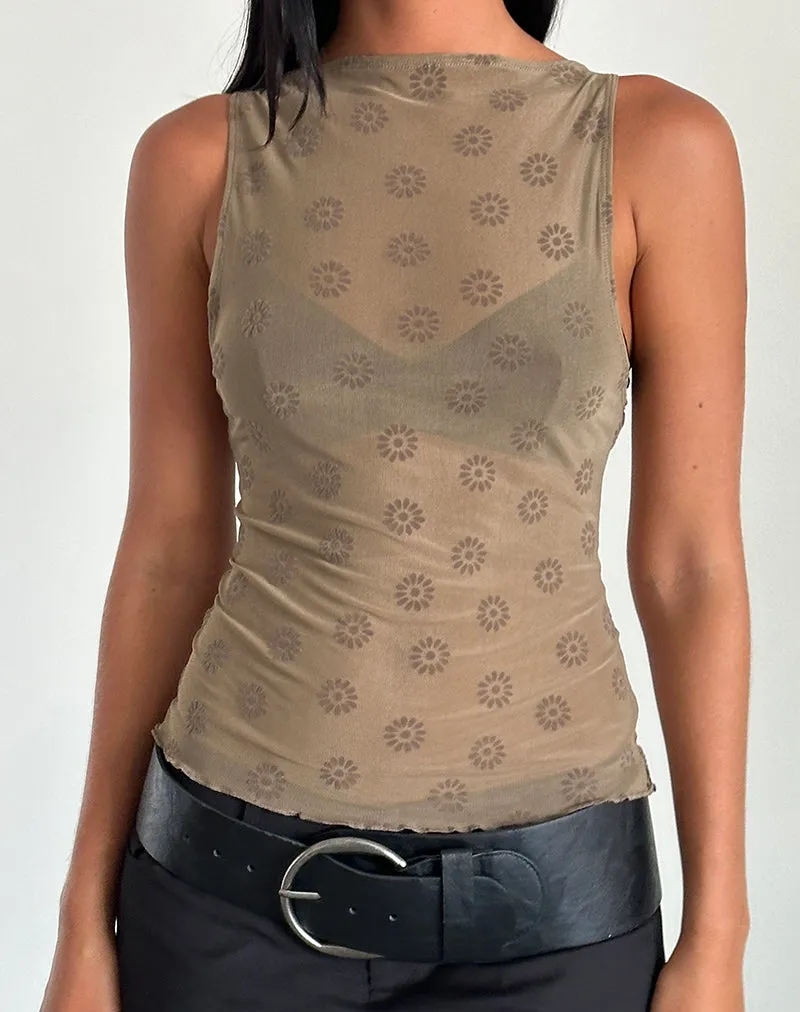 Dudley Vest Top in Daisy Flock Light Brown