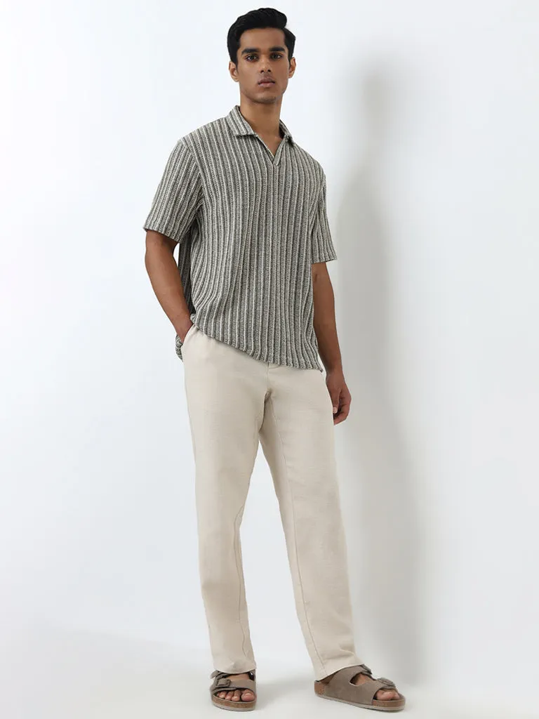 ETA Olive Striped Relaxed-Fit Cotton Polo T-Shirt