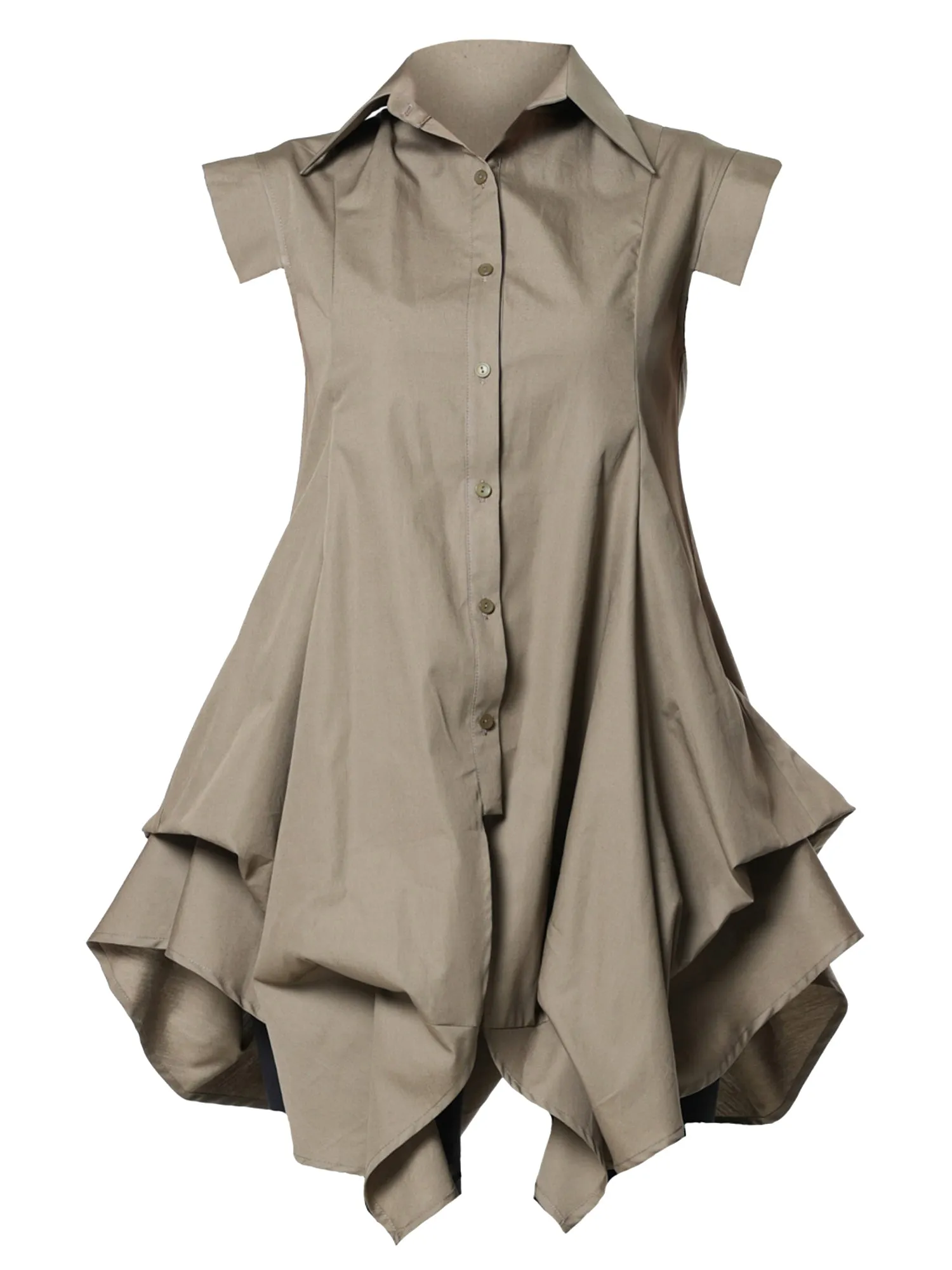 Extravagant Draped Tunic Shirt In Khaki