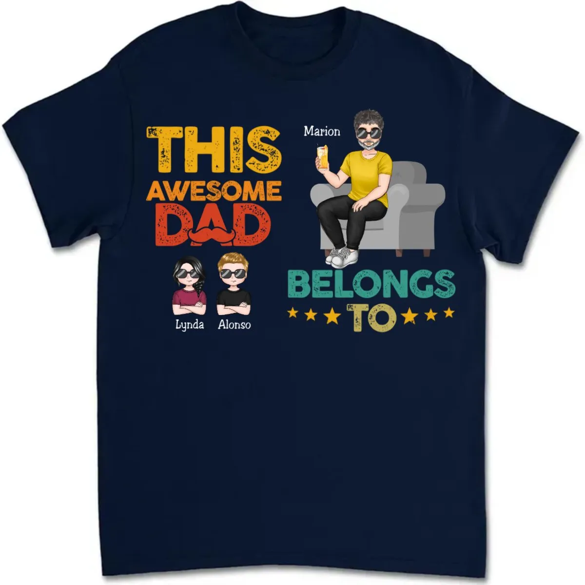 Father's Day - This Awesome Dad Belongs To - Personalized T-Shirt (TT)