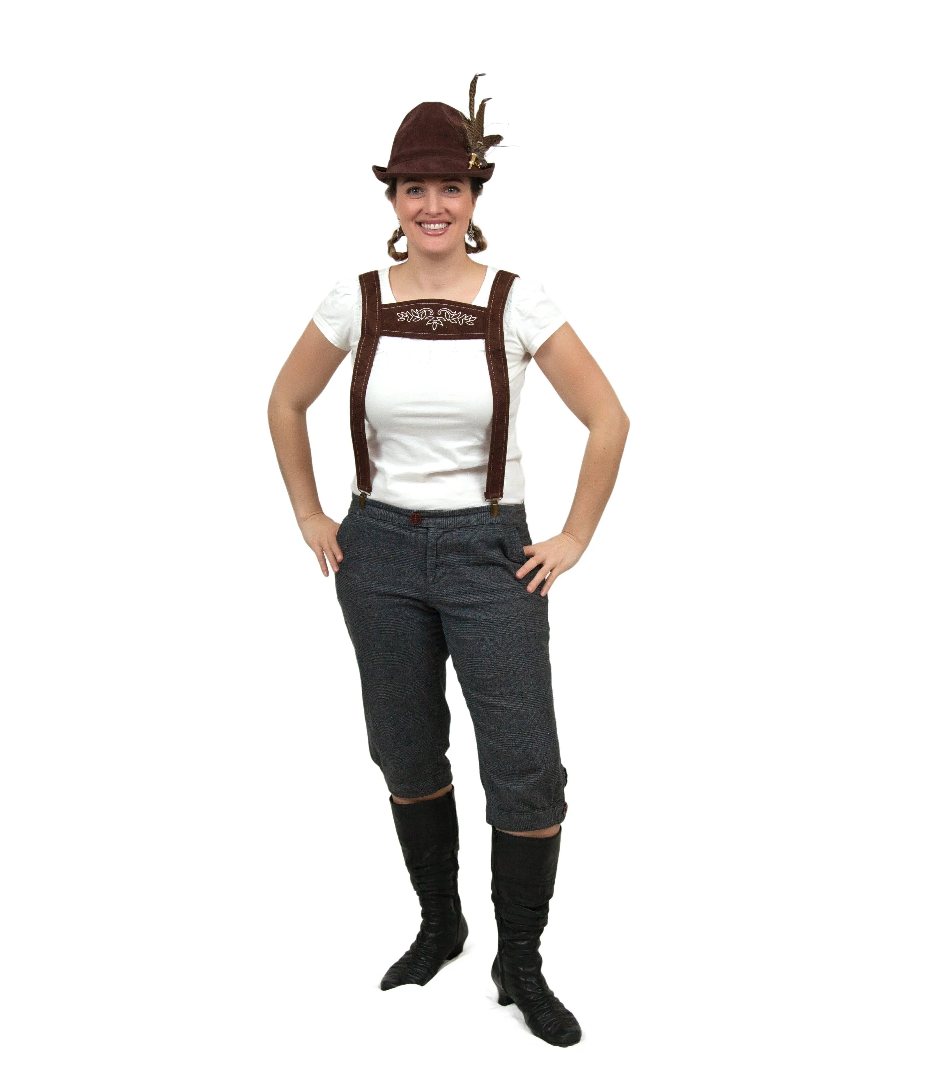 Faux Leather Lederhosen Suspenders German Costume