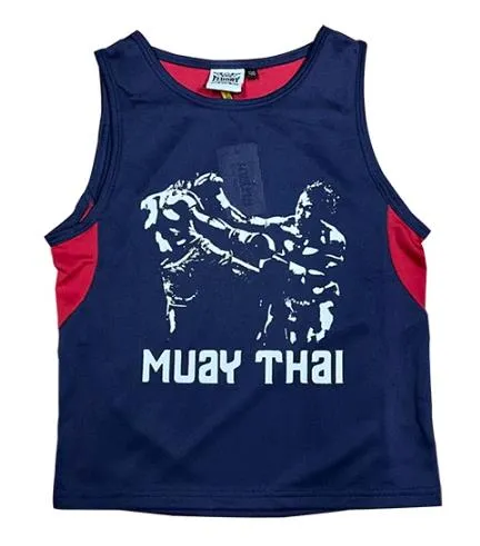 FLUORY TF22 MUAY THAI BOXING Training Vest Tank Top XXXS-L Junior Navy Red