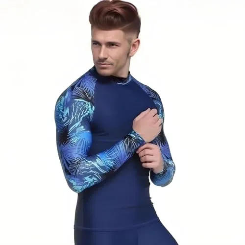 Fortitude Sports Long Sleeve Rash Vest for Men | UPF 50  UV Protection, Mens Compression Top for Watersports and Swimming