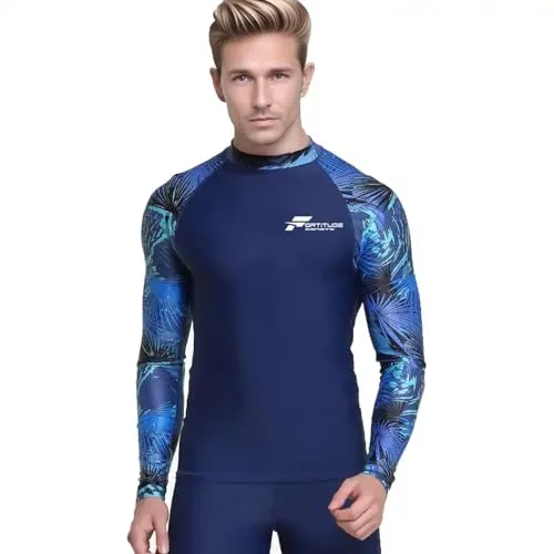 Fortitude Sports Long Sleeve Rash Vest for Men | UPF 50  UV Protection, Mens Compression Top for Watersports and Swimming