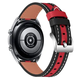 Garmin Venu color splice cowhide leather watch strap - Black / Red