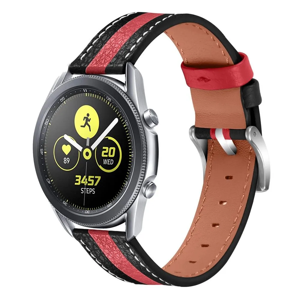 Garmin Venu color splice cowhide leather watch strap - Black / Red