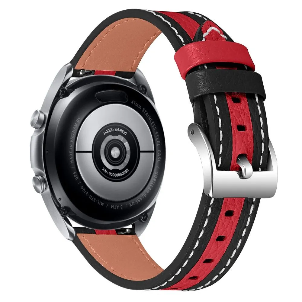 Garmin Vivomove 3 color splice cowhide leather watch strap - Black / Red