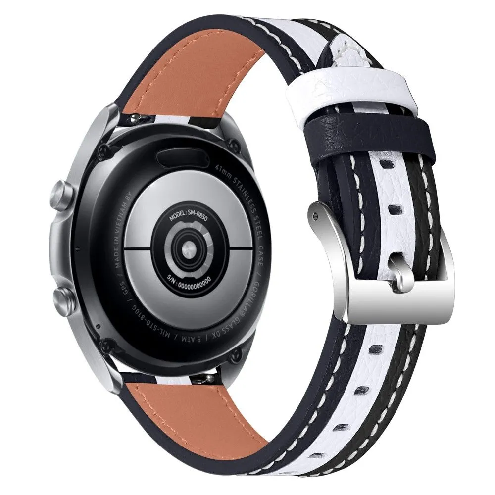 Garmin Vivomove Luxe color splice cowhide leather watch strap - Black / White