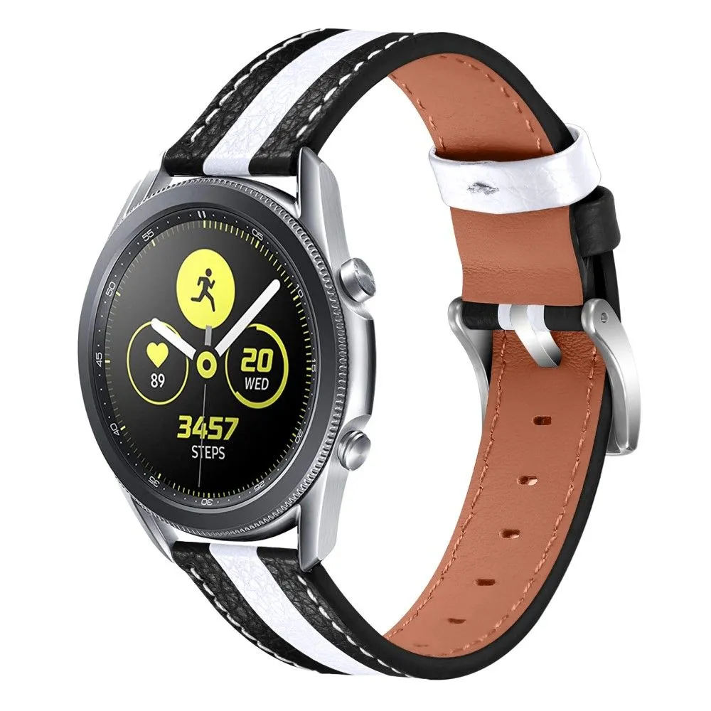 Garmin Vivomove Luxe color splice cowhide leather watch strap - Black / White