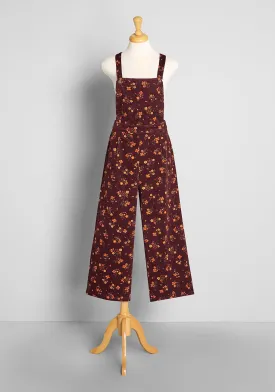 Golden Hour Flowers Cord Overalls