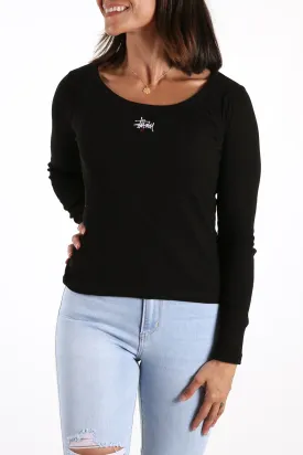 Graffiti Rib Long Sleeve Tee Black