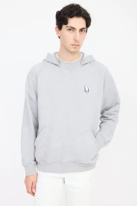 Grey & Purple Embroidered Logo Hoodie