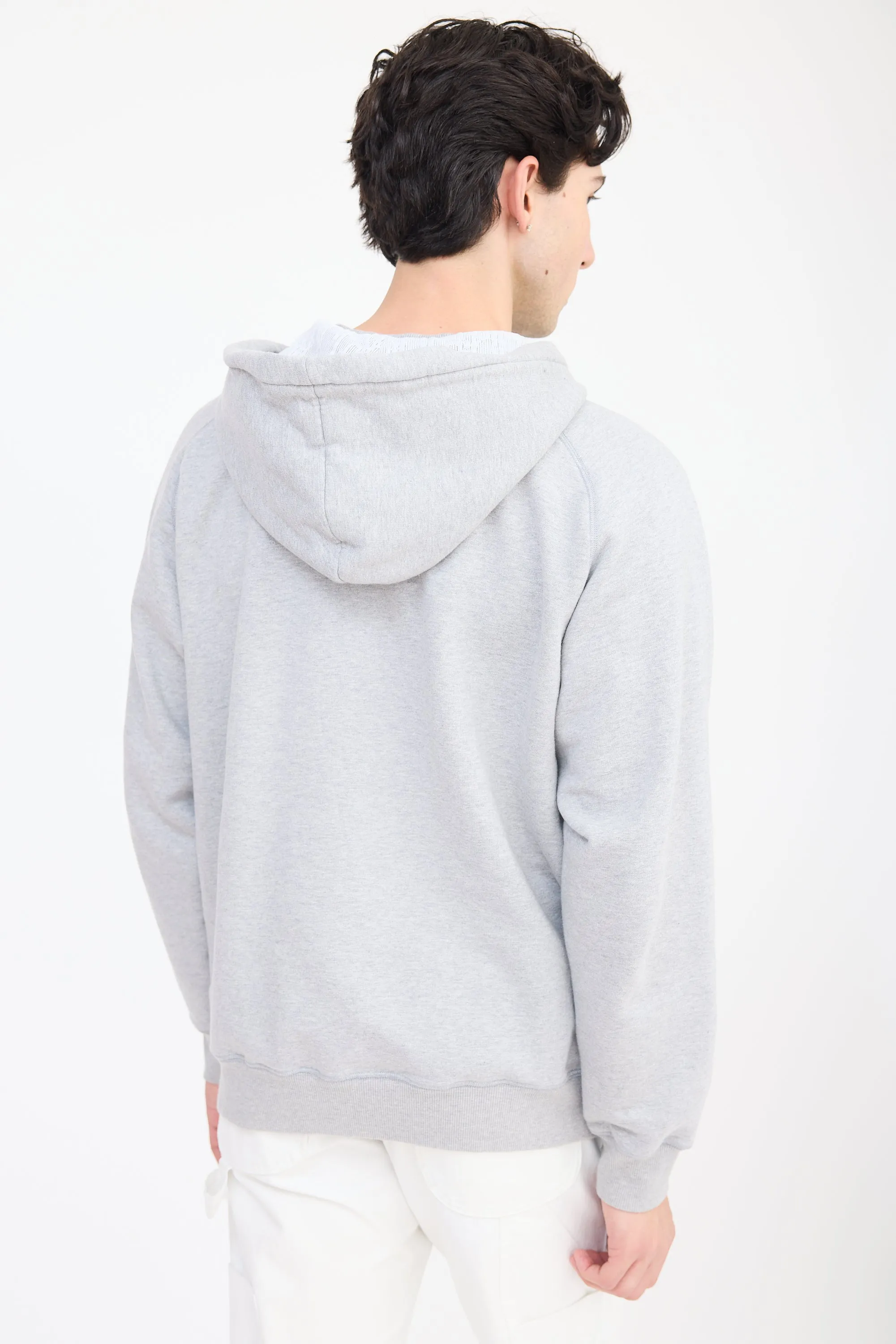 Grey & Purple Embroidered Logo Hoodie