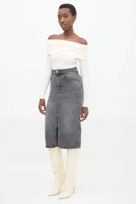 Grey Denim Tilauria Midi Skirt