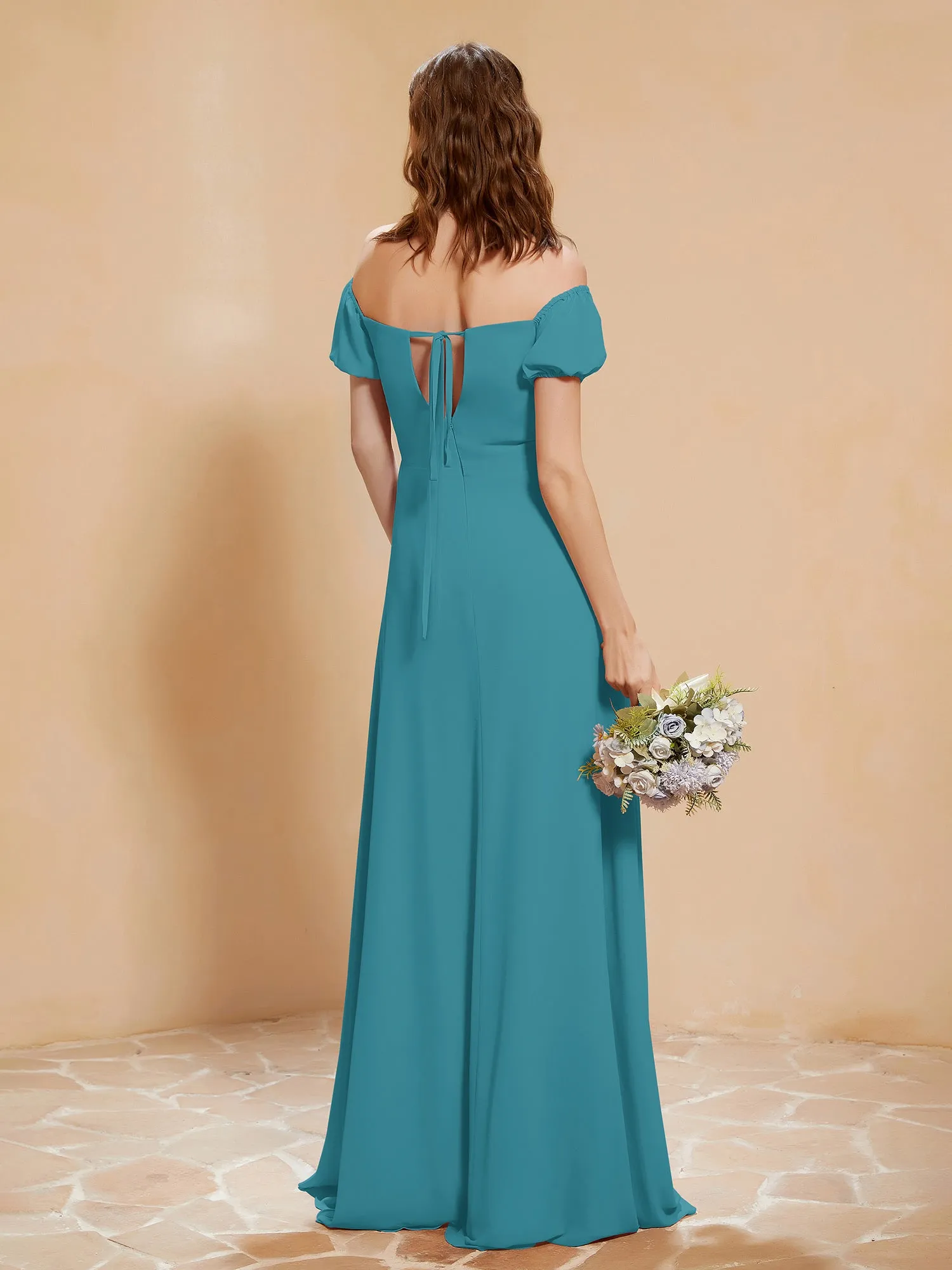 Half Sleeve Backless A-line Chiffon Dress Jade Plus Size