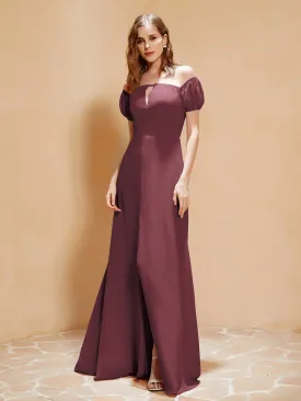 Half Sleeve Backless A-line Chiffon Dress Mulberry