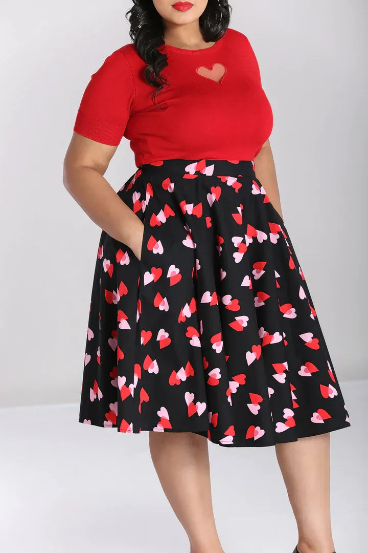 Hell Bunny Confetti Circle Skirt with Heart Design