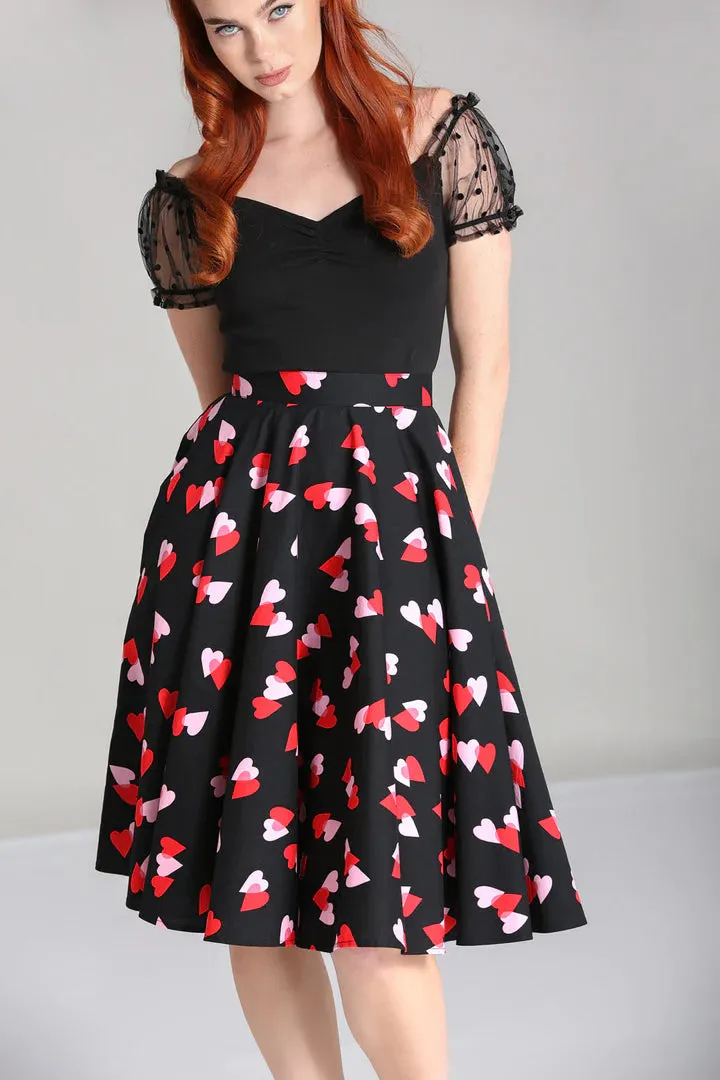 Hell Bunny Confetti Circle Skirt with Heart Design