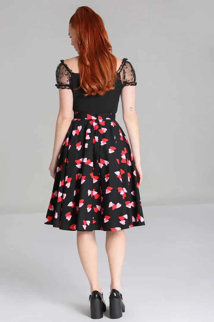 Hell Bunny Confetti Circle Skirt with Heart Design