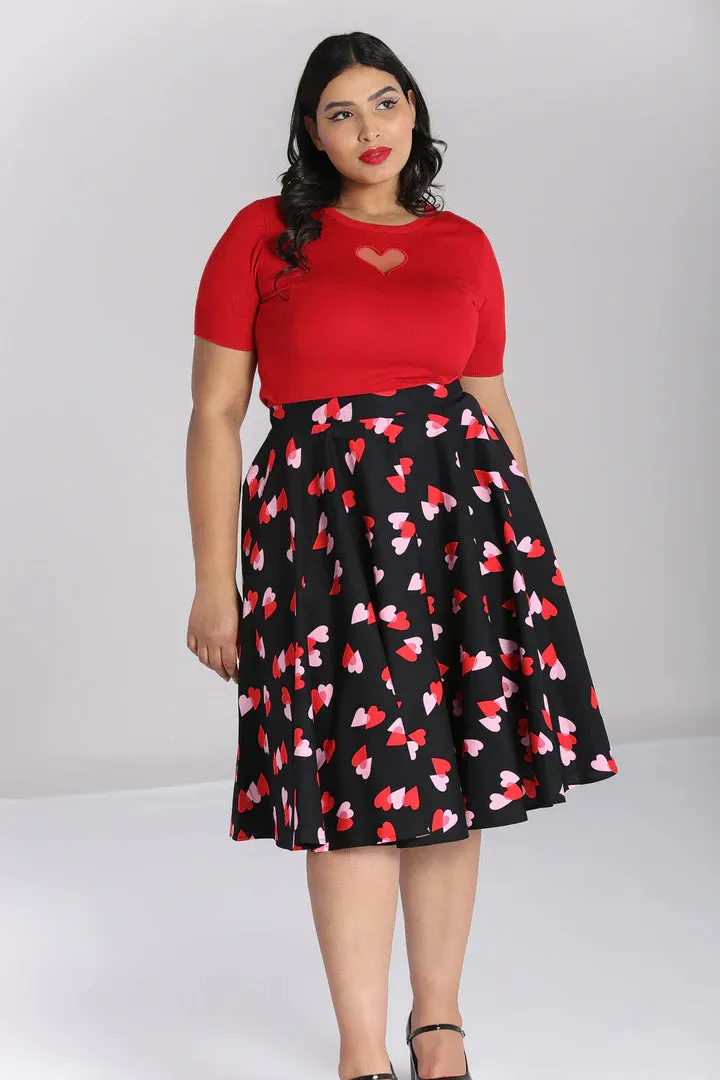 Hell Bunny Confetti Circle Skirt with Heart Design