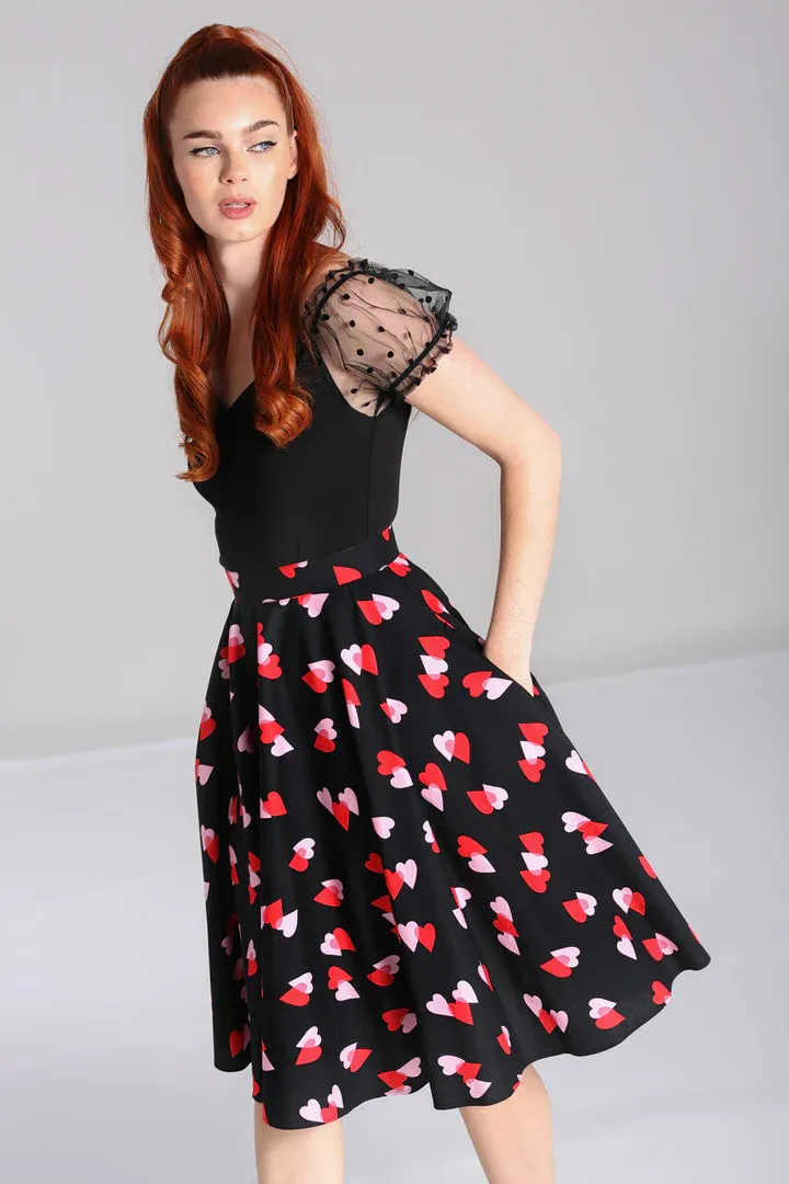 Hell Bunny Confetti Circle Skirt with Heart Design