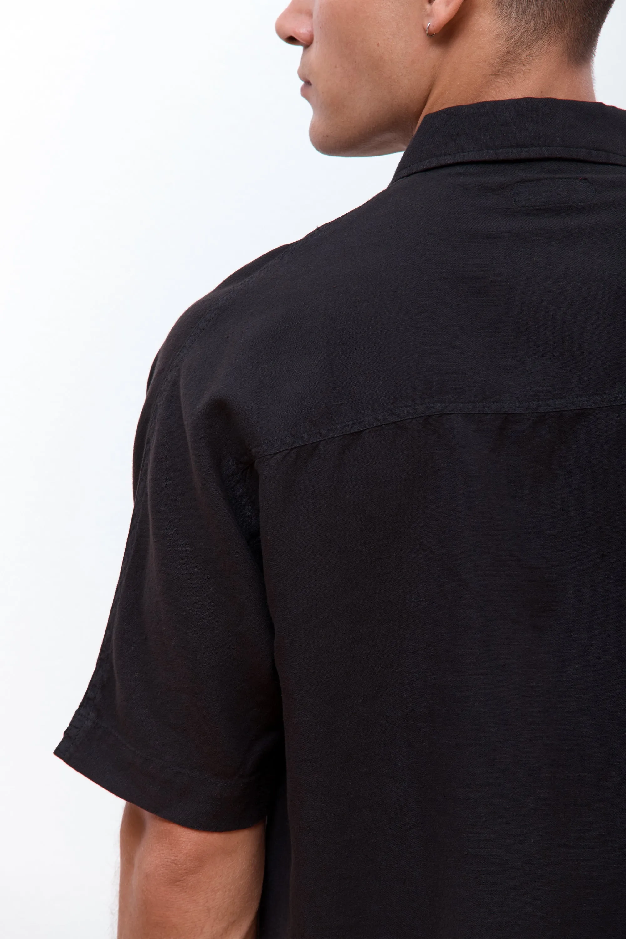 Hemp Asym Monk Shirt Black