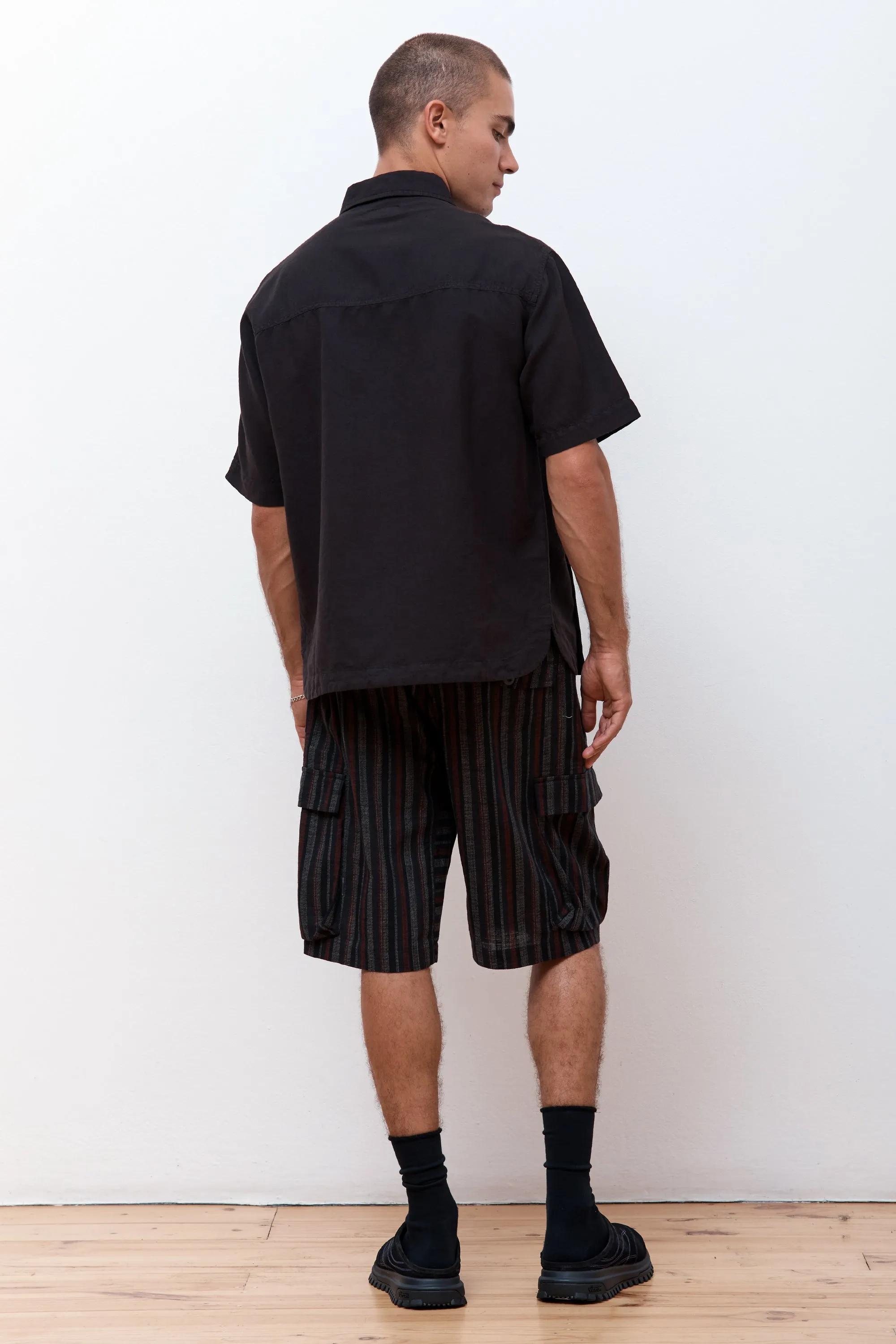 Hemp Asym Monk Shirt Black