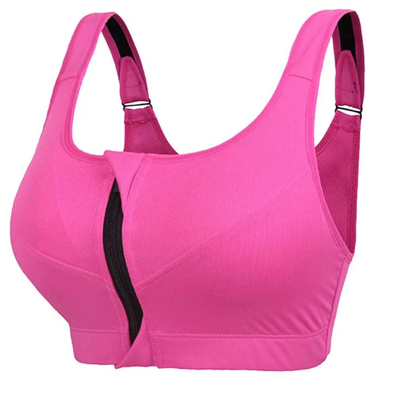 Hot Women Zipper Push Up Sports Bras Vest Underwear Shockproof Breathable Gym Fitness Athletic Running Yoga Bh Sport Tops