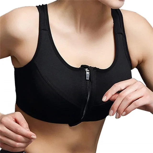 Hot Women Zipper Push Up Sports Bras Vest Underwear Shockproof Breathable Gym Fitness Athletic Running Yoga Bh Sport Tops