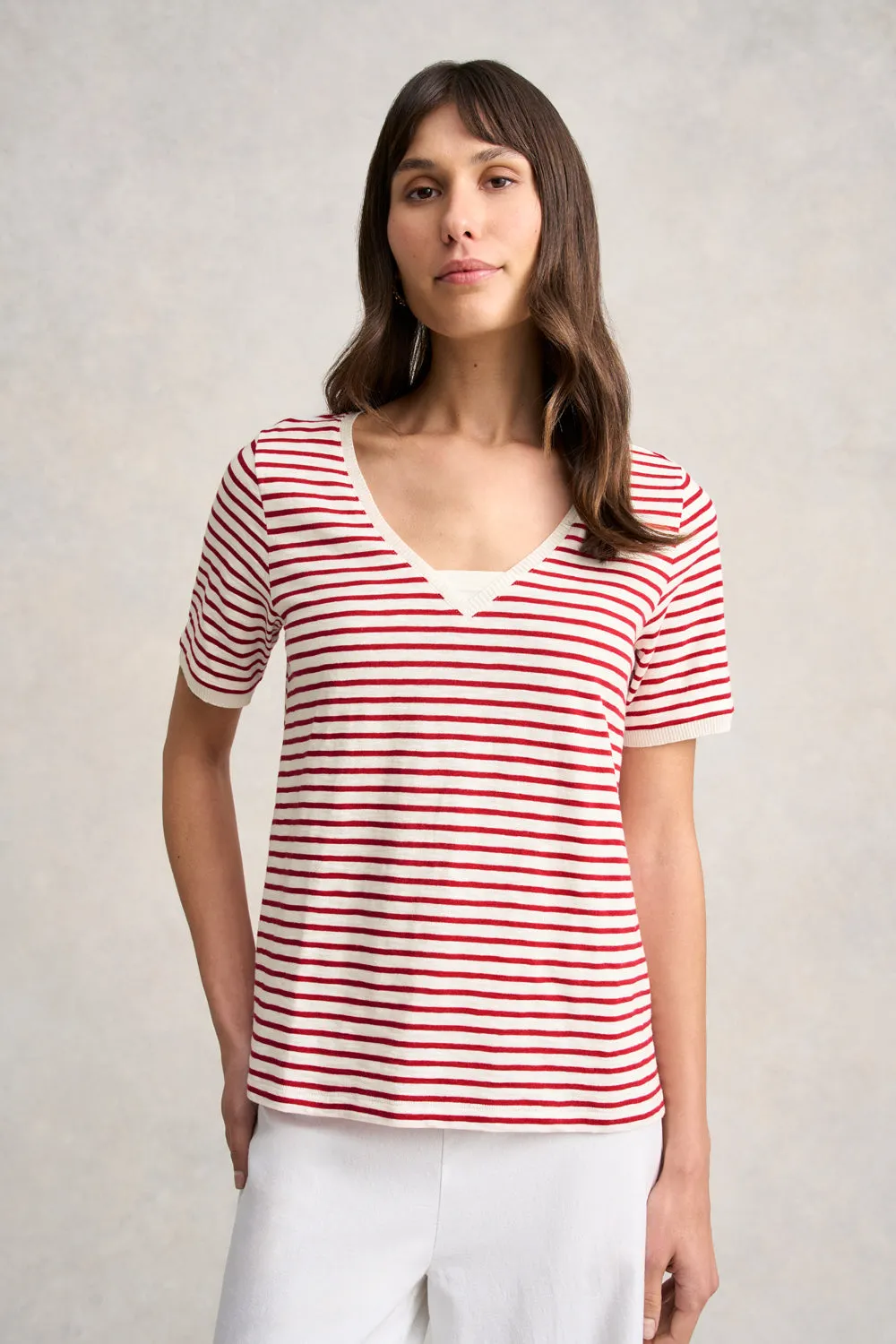 Insert V-Neck Cotton T-Shirt