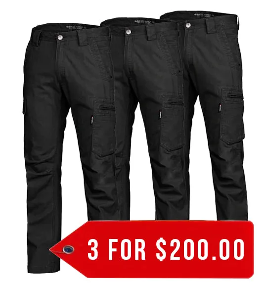 King Gee Tradies Canvas Cargo Work Pants (K13280-1)-3 Packs