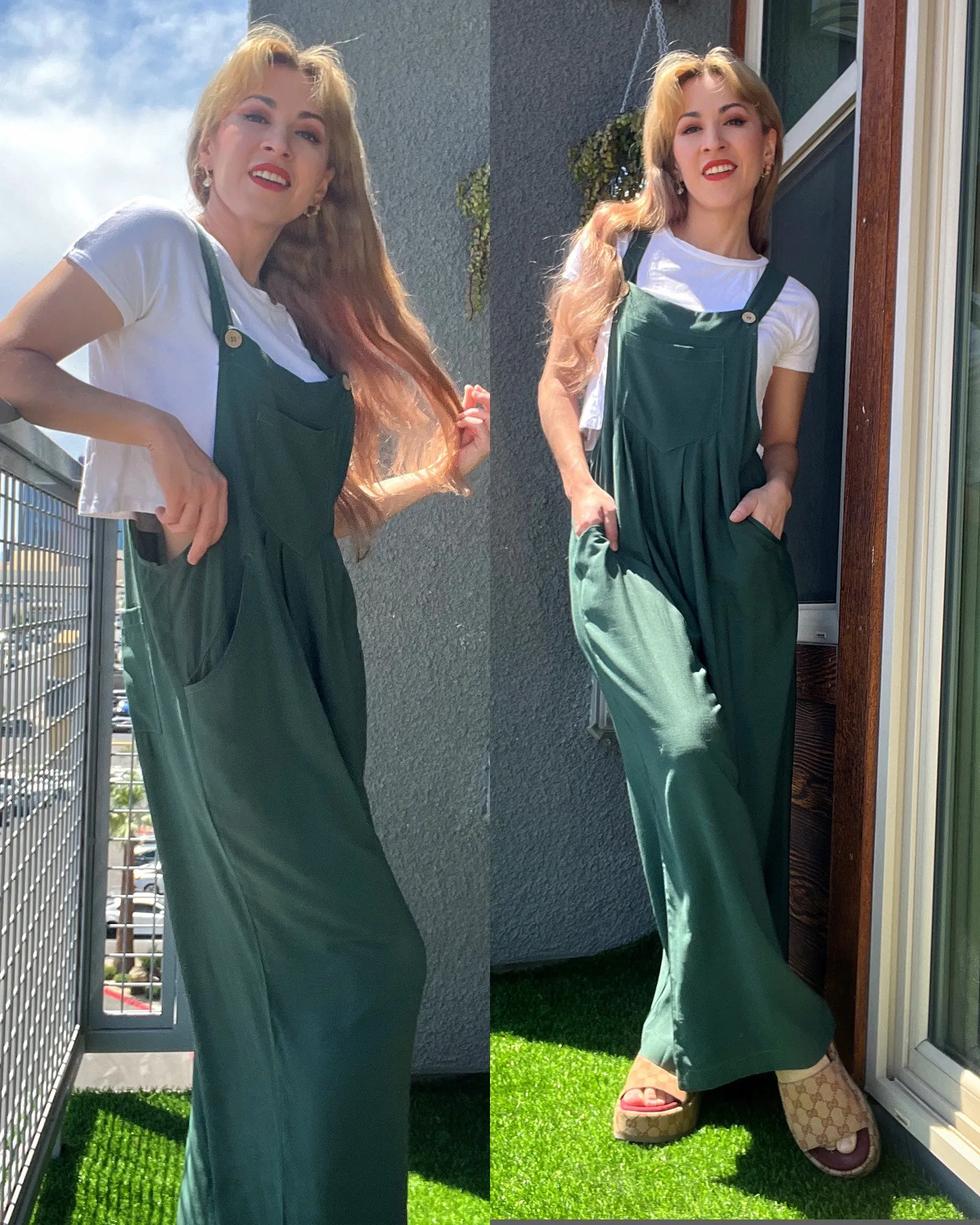 luvamia Jumpsuits for Women Casual Loose Wide Leg Boho Overall Jumpsuit Baggy Summer Outfits with Pockets Bib Overalls