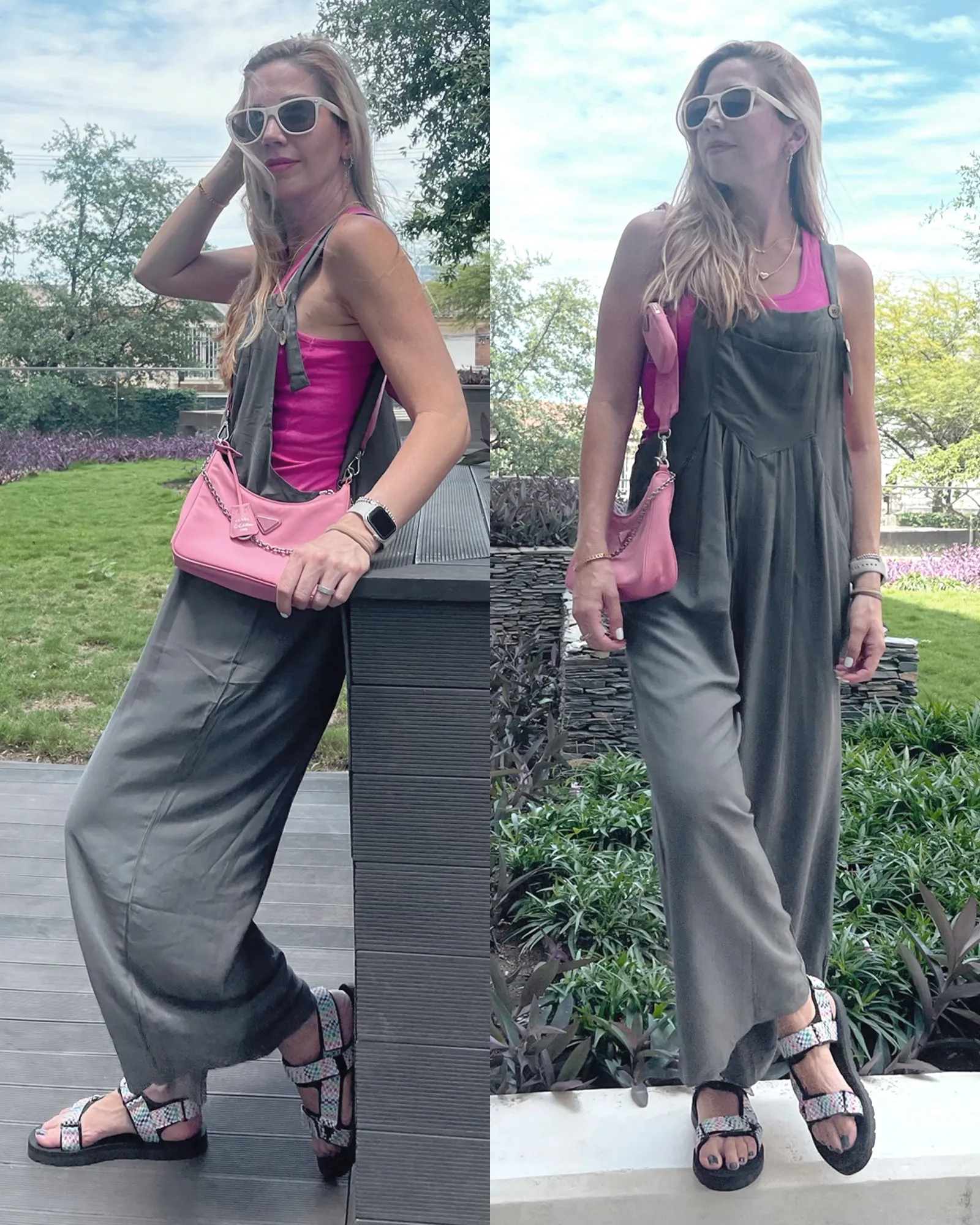 luvamia Jumpsuits for Women Casual Loose Wide Leg Boho Overall Jumpsuit Baggy Summer Outfits with Pockets Bib Overalls