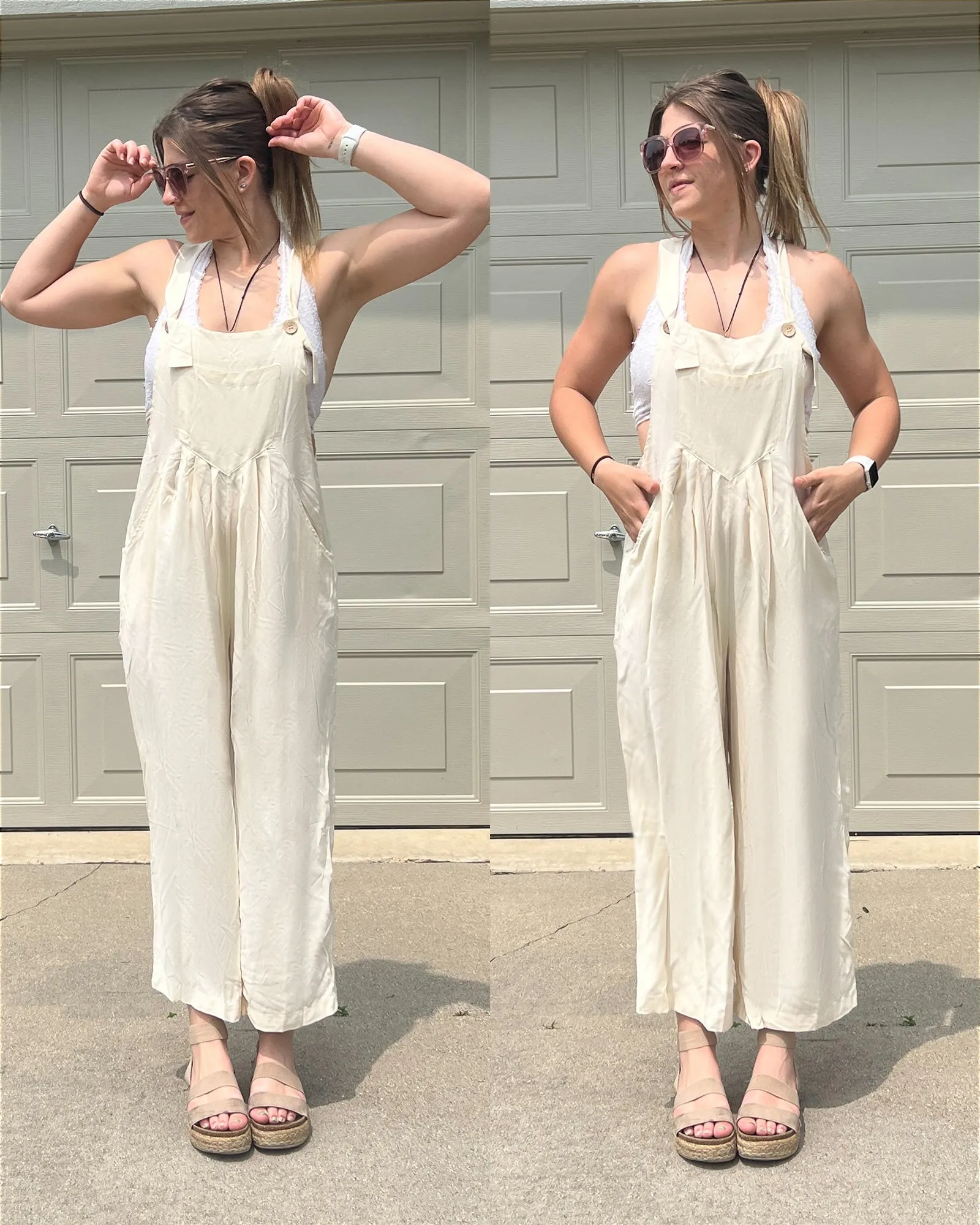 luvamia Jumpsuits for Women Casual Loose Wide Leg Boho Overall Jumpsuit Baggy Summer Outfits with Pockets Bib Overalls