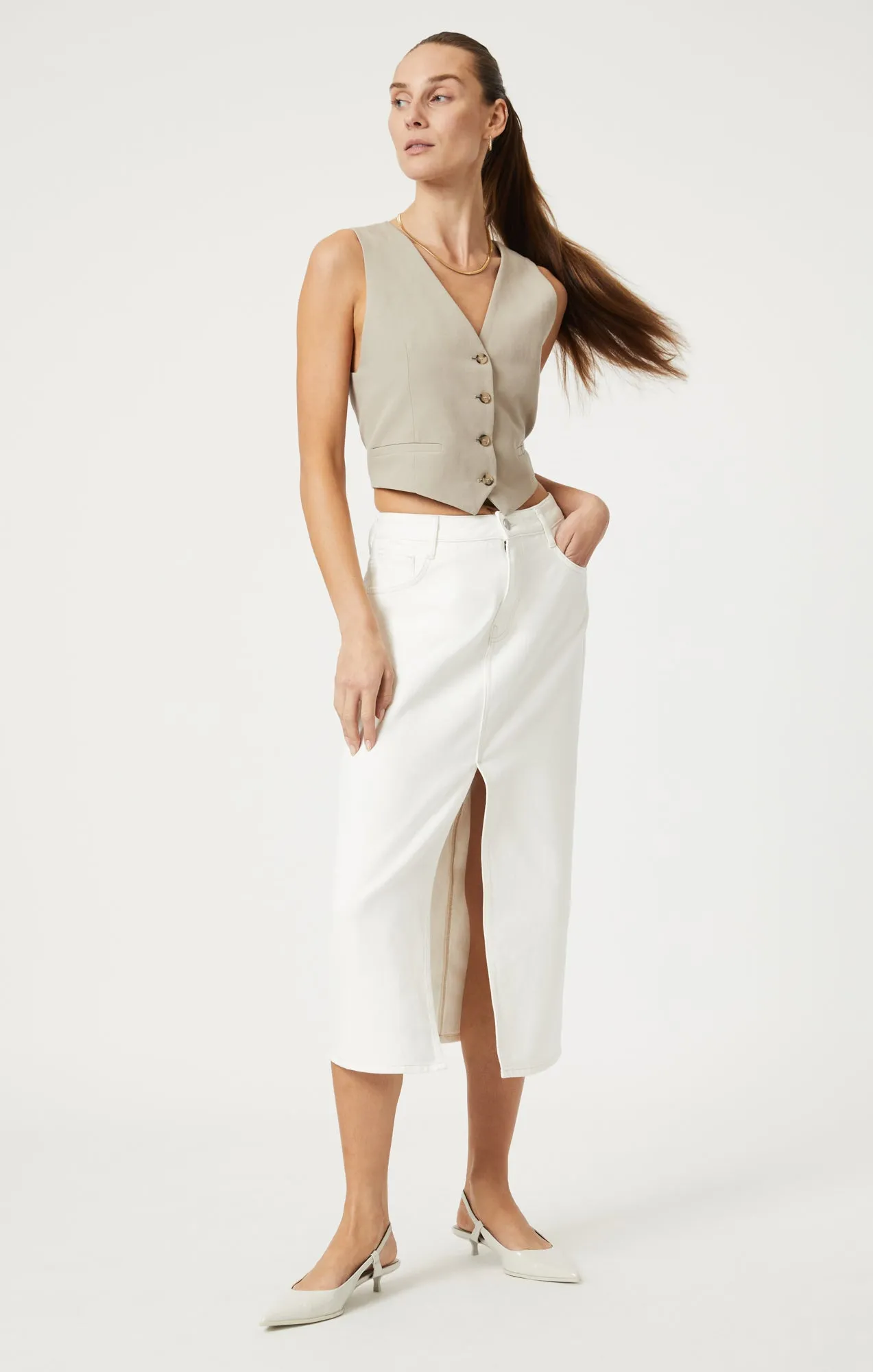 MARIN SKIRT IN OFF WHITE DENIM