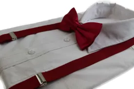 Mens Dark Red 100cm Suspenders & Matching Bow Tie Set