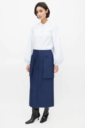 Navy Jenna Wool Skirt