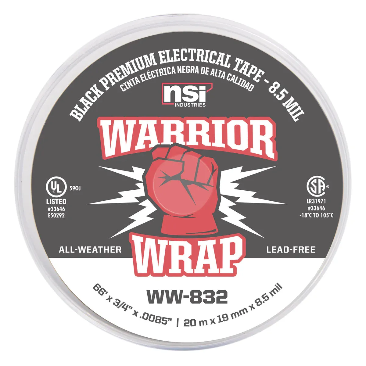 NSI Industries WW-832 8.5 m Premium Medium Vinyl Electrical Tape