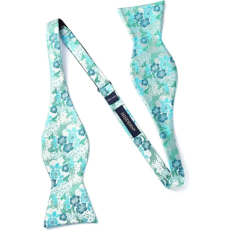 Paisley Floral Suspender Bow Tie Handkerchief - 9-GREEN/TURQUOISE