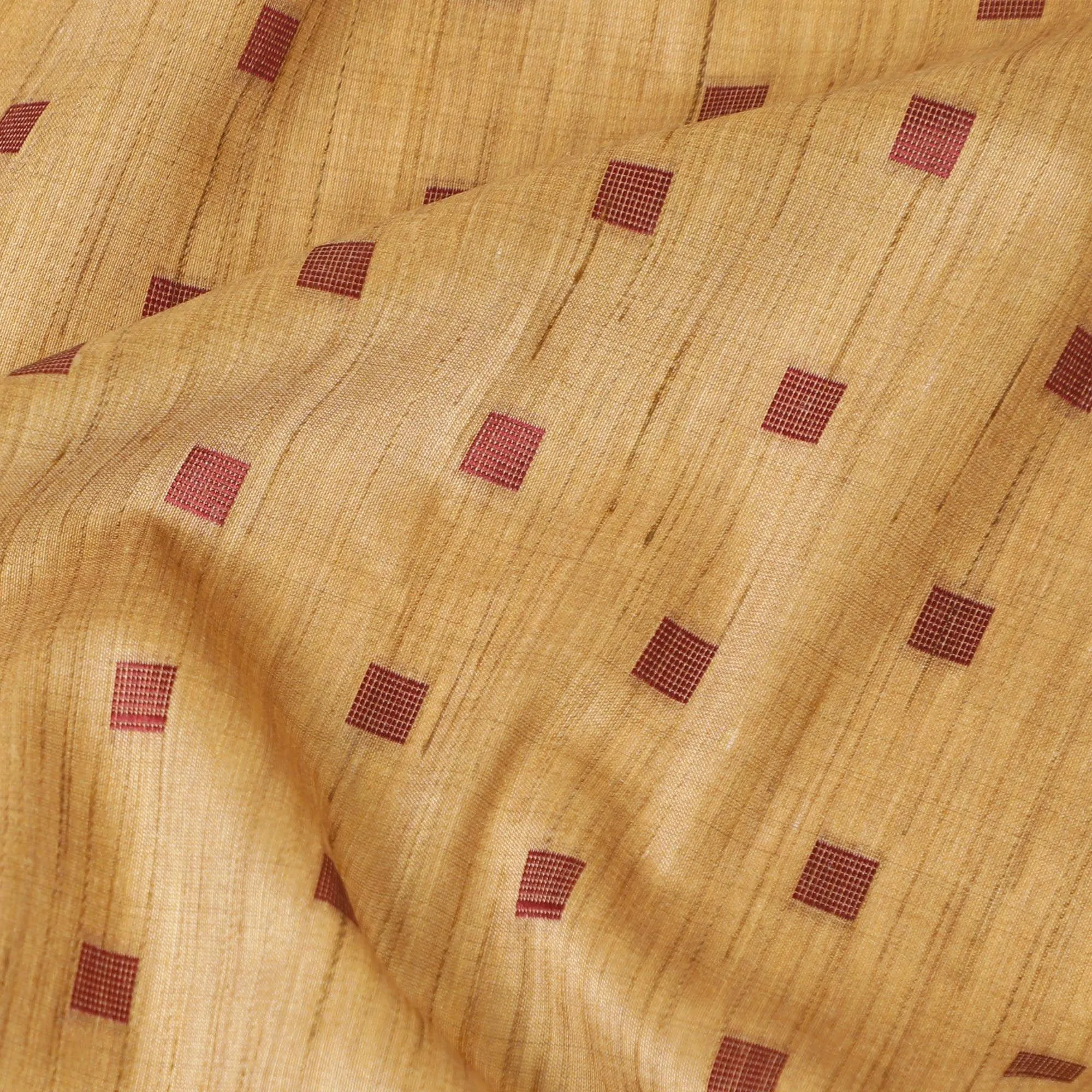 Peru brown synthetic brocade fabric with red clip cord design-D7228