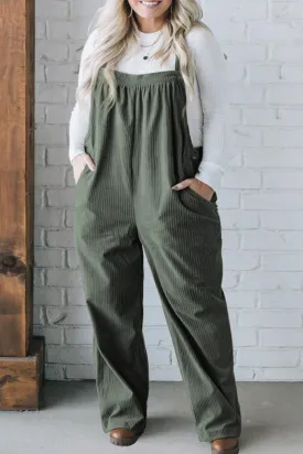 Plus Size Corduroy Pocketed Overall