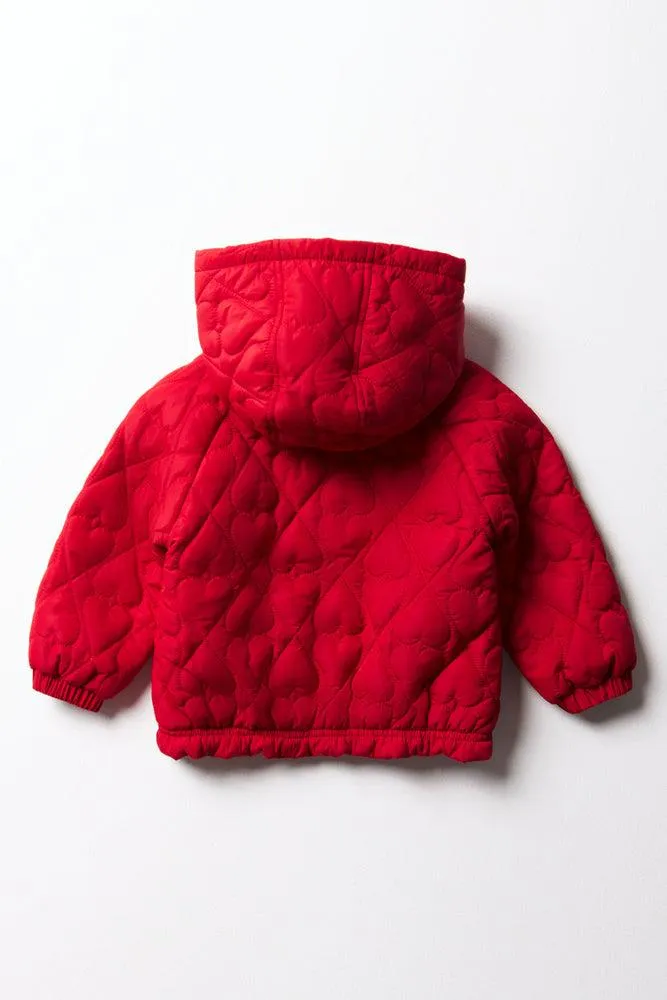 Quilted Hooded Jacket Red