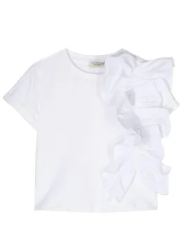 Twinset girls' cotton t-shirt with ruffles