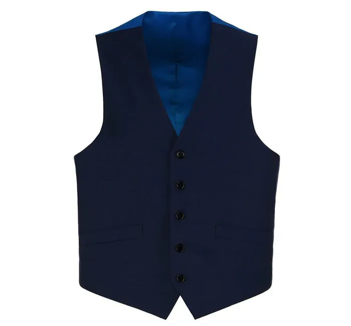 Vinci Slim Fit Single Breasted 5 Button Vest Navy OV-900